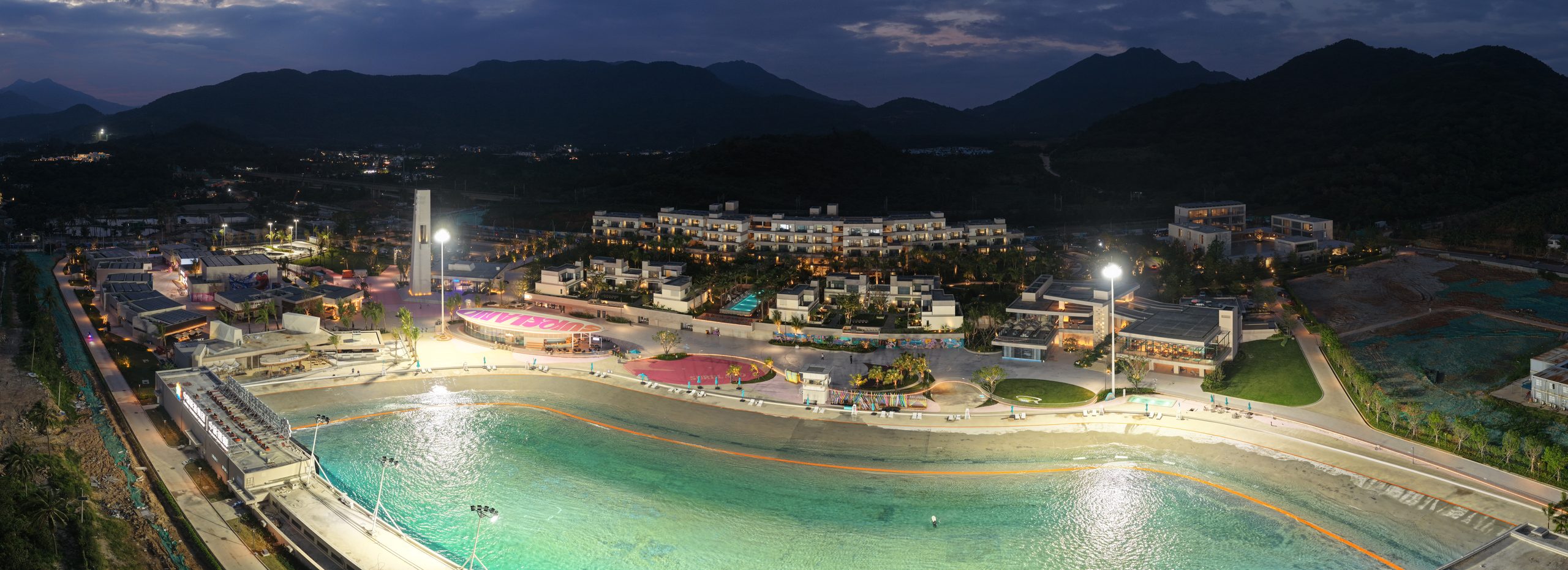 Surf pool at night